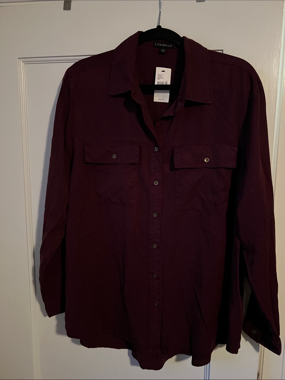 Lane Bryant Deep Burgundy Button-Up Shirt